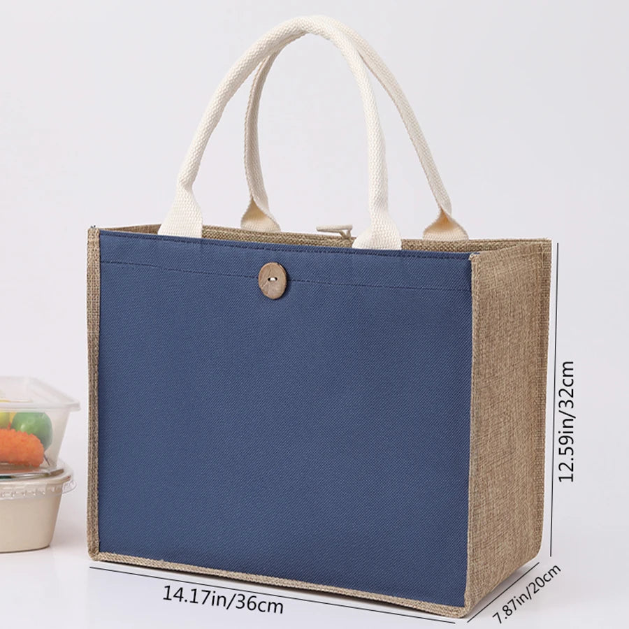 Fashionable Linen Handbag | Versatile Solid Colour Shopping Tote