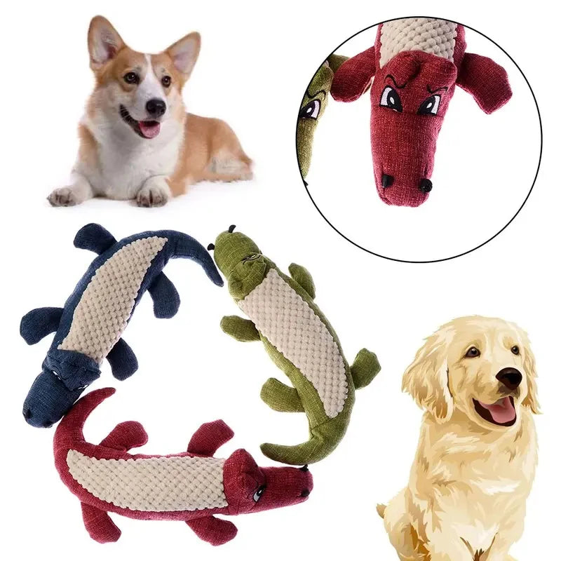 Interactive Plush Crocodile Dog Toy | Tough Chew & Squeaky Fun
