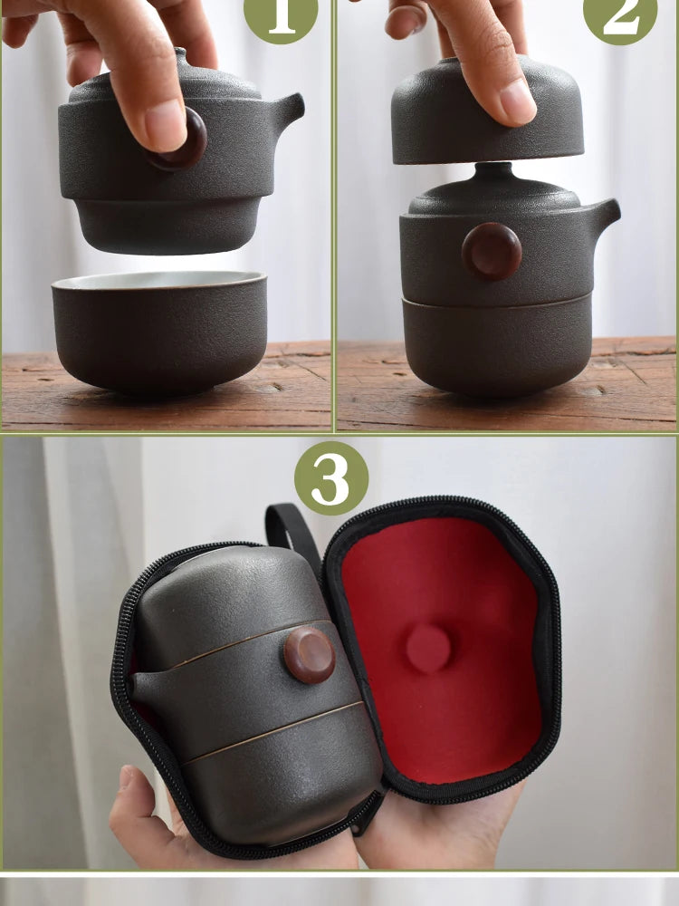 Japanese-Style Handmade Ceramic Teapot Set for Home & Travel