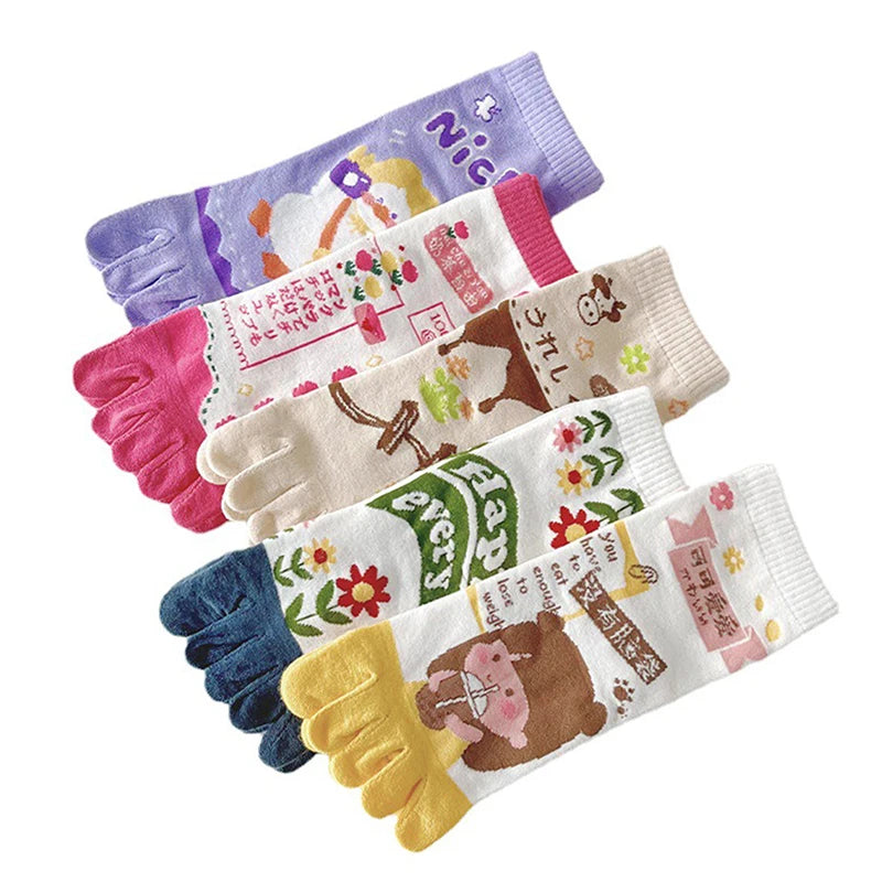 Cute Cartoon Split-Toe Socks for Women | Breathable Kawaii Comfort