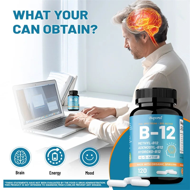 Vitamin B12 Energy Support Capsules | Boost Focus & Mood