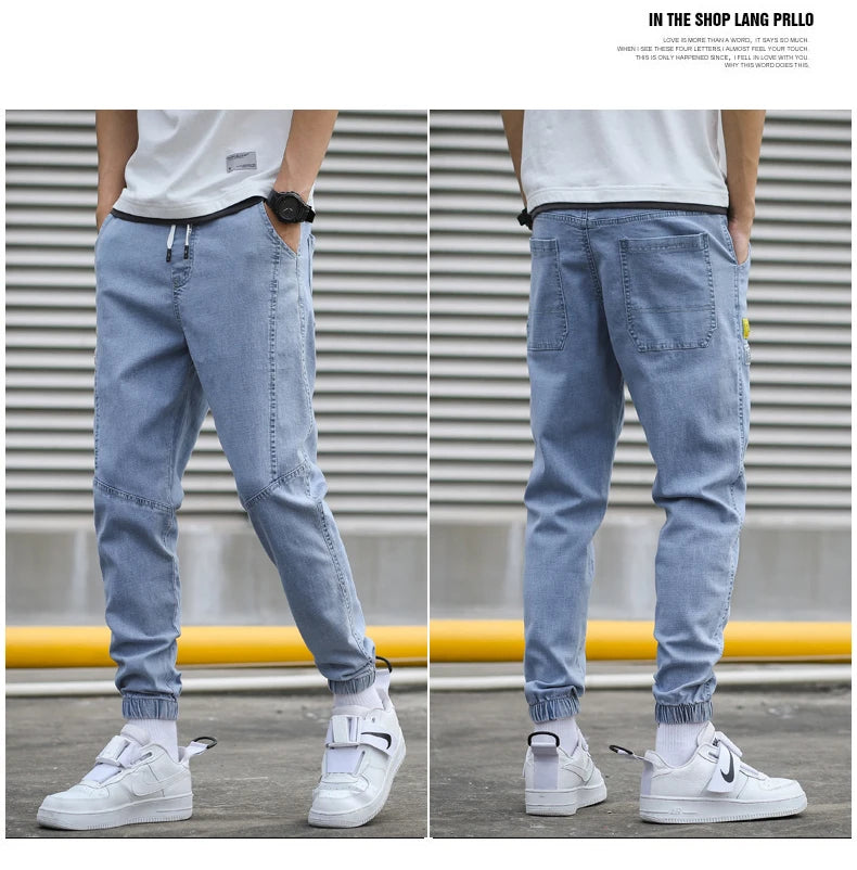 Men's Harem Denim Cargo Pants | Casual Streetwear Joggers