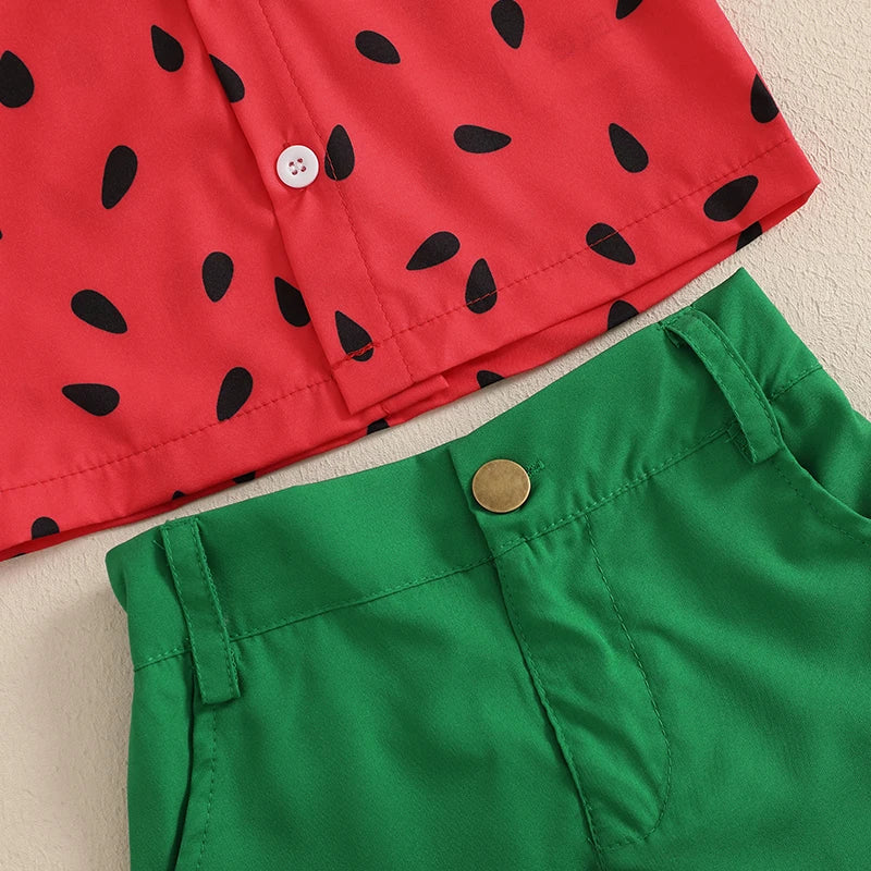 Toddler Summer Outfit Set with Watermelon Pattern | Cute Boys Clothes
