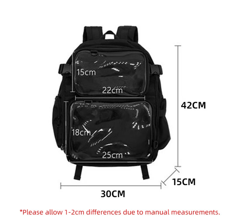 2pcs Transparent Backpack Set | Stylish Clear Casual Rucksack
