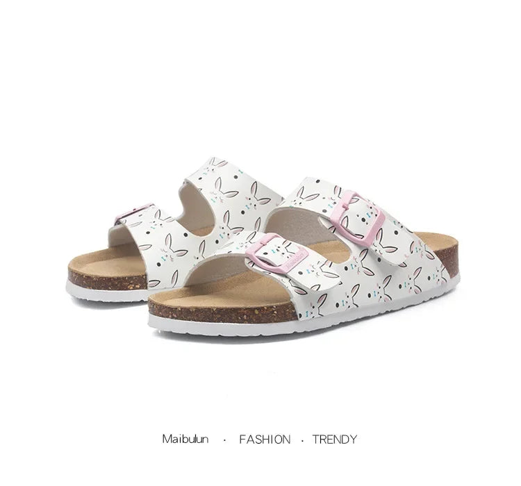 Men's Buckle Flat Bottom Cork Slippers | Comfortable Summer Sandals
