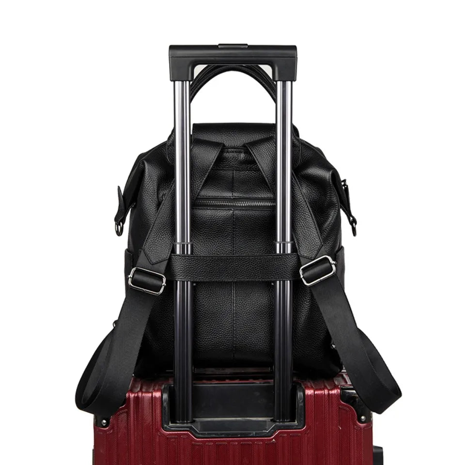 Genuine Cowhide Leather Women's Backpack | Stylish Large Capacity Bag