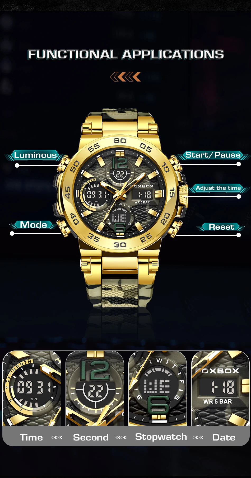 Men's Waterproof LED Sports Watch | Stylish & Multi-Functional