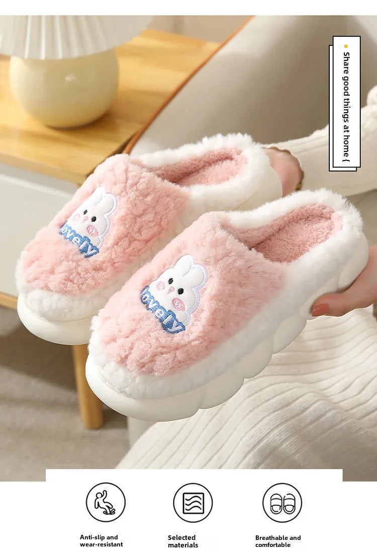 Women's Cute Cartoon Rabbit Plush Slippers | Cozy Indoor Footwear
