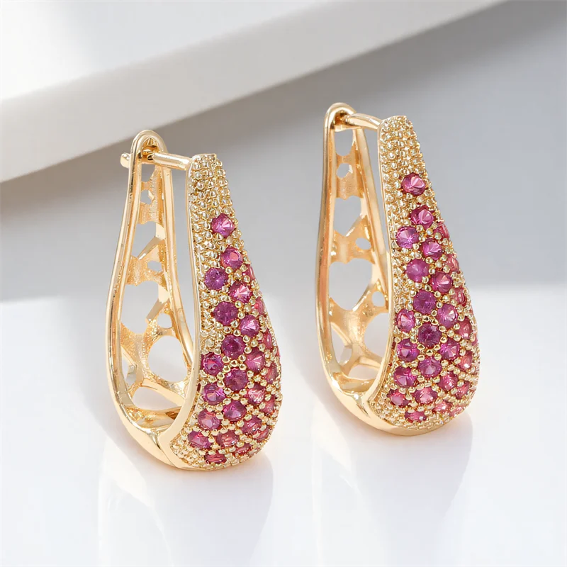 Elegant Green Crystal Hoop Earrings | Vintage Gold Color Jewelry