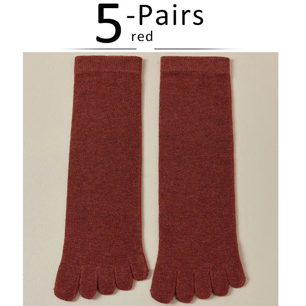 5 Pairs Women's 5 Finger Socks | Comfortable Cotton Toe Socks