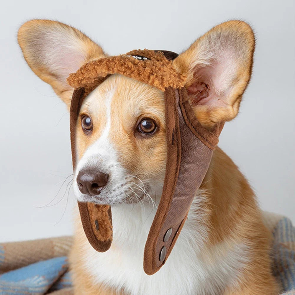 Warm Fleece Aviator Hat for Dogs | Windproof Pet Pilot Cap
