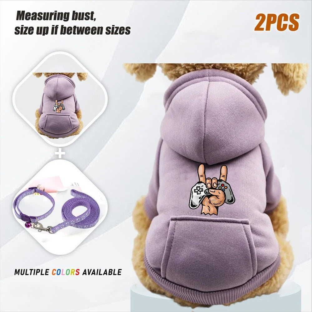 Juego de 2 piezas de correa y ropa abrigada para mascotas pequeñas