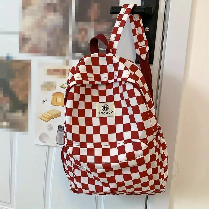 Stylish Checkerboard Backpacks for School Girls | Versatile & Trendy