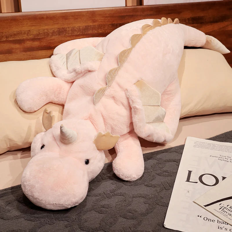 Giant White Dragon Plush Toy | Magical Hug Pillow With Wings