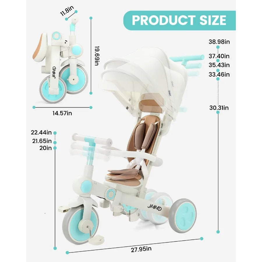 7-in-1 Multifunctional Baby Tricycle | Safe Ride for Growing Kids