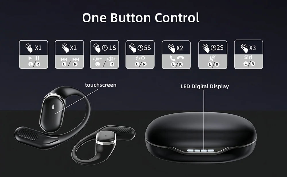 Bluetooth Wireless Earphones with Mic | Comfortable Air Conduction Design