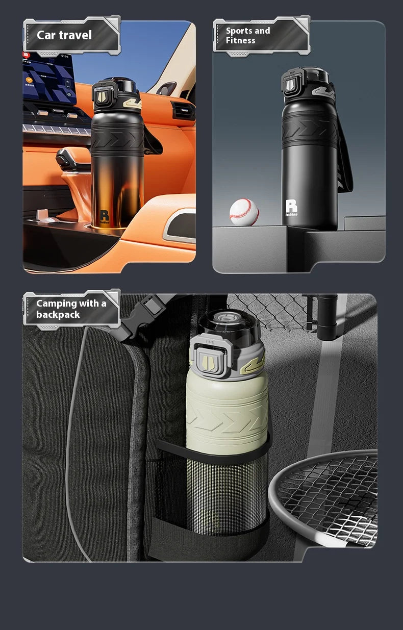 Large-Capacity Sports Straw Water Bottle | Portable Stainless Steel Cup