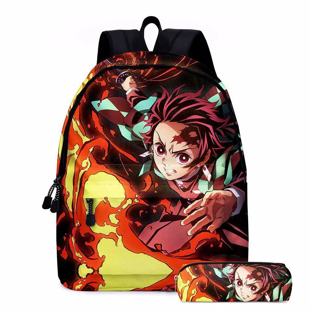Anime Demon Slayer Backpack Set | Stylish Schoolbag & Pen Bag