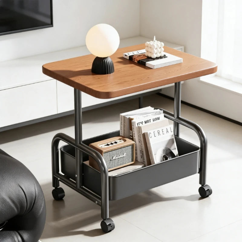 Double-Tier Mobile Rolling Laptop Desk & Storage Table