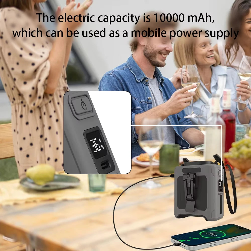 10000mAh Wearable Waist Fan | Hands-Free Cooling for Outdoor Use