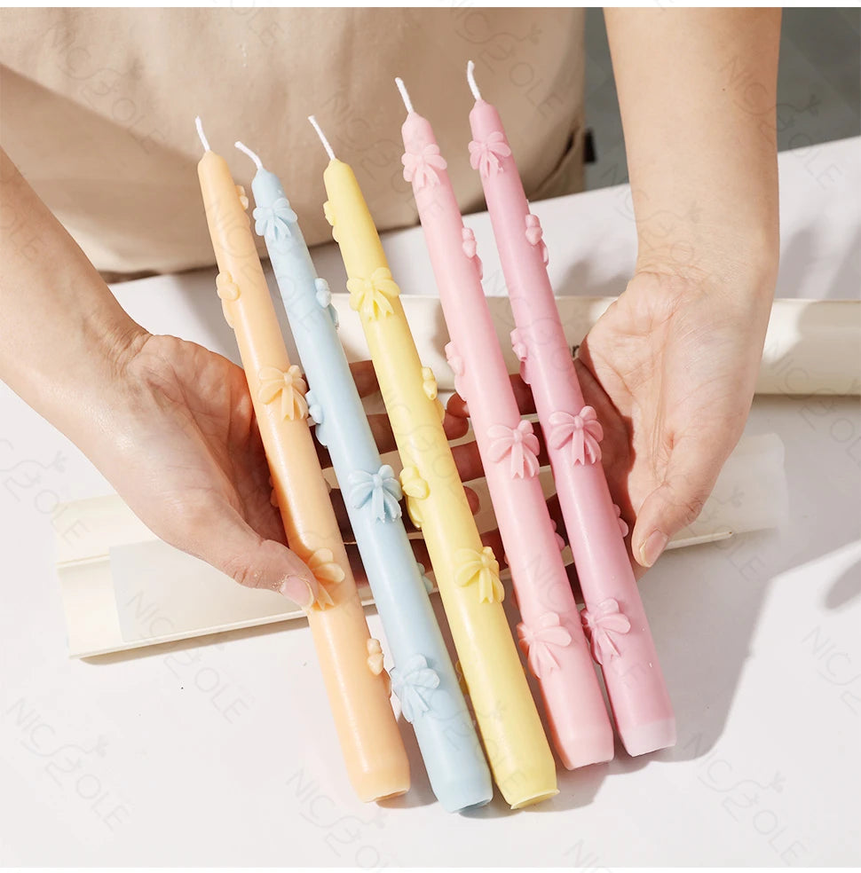 Silicone Bow and Heart Taper Candle Mold for Homemade Decor