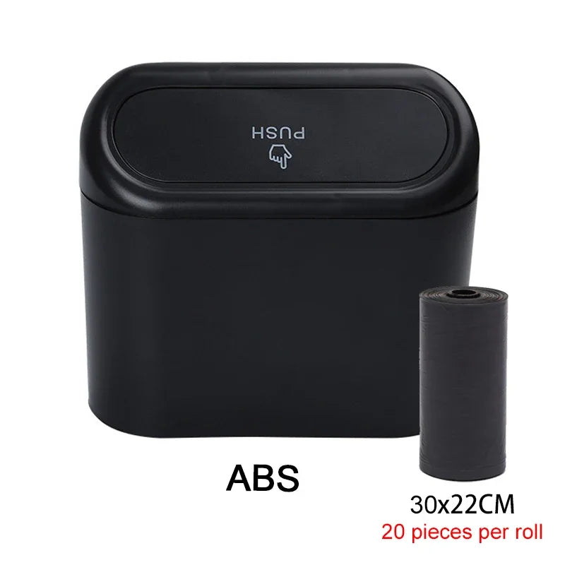 Compact Leak-Proof Car Trash Can with Lid | 60 Garbage Bags Included