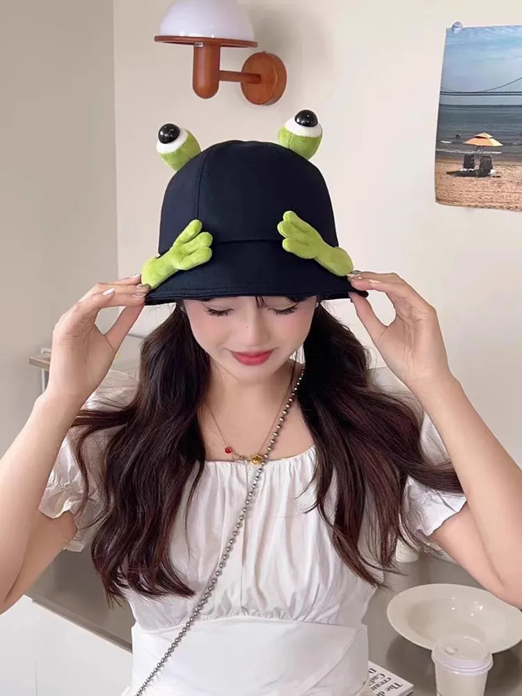 Cute Big Eyes Frog Bucket Hats | Stylish Sun Protection Cap