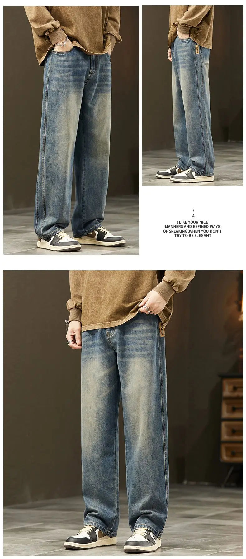 Men's Vintage Casual Jeans | Trendy Loose Fit Wide Denim Pants