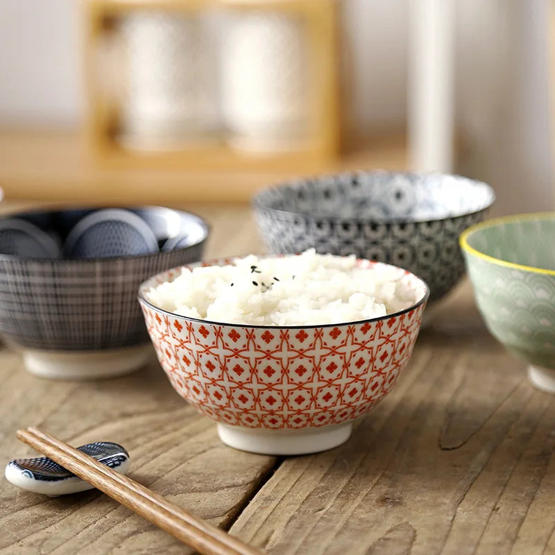 Cuenco de arroz de cerámica estilo japonés de 4.5 pulgadas | Vajilla elegante