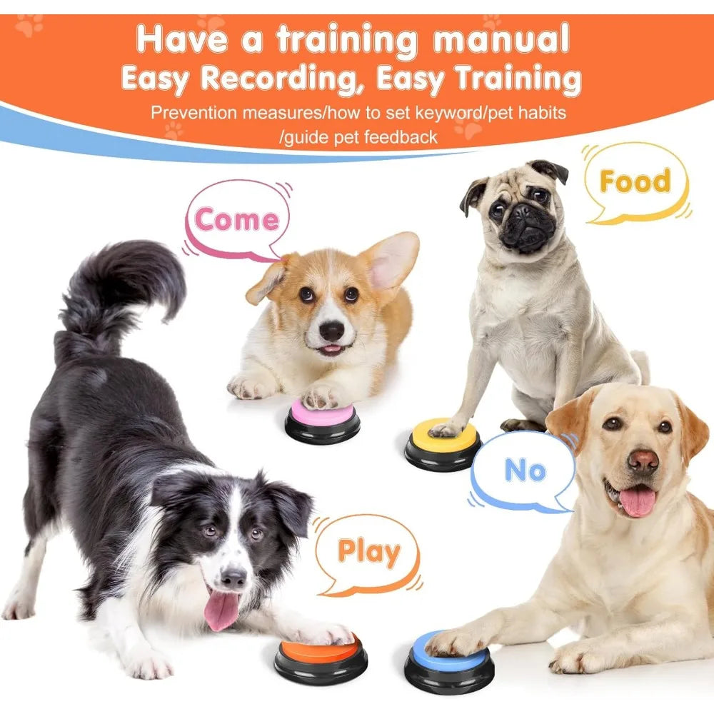 Botones para perros para comunicación, botones parlantes para perros, 8 botones de sonido grabables + 24 patrones de escenas + 1 alfombrilla para botones de perro + 16 pilas AAA