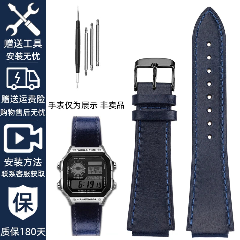 Retro Genuine Leather Watchband | Vintage Men's Bracelet 18MM