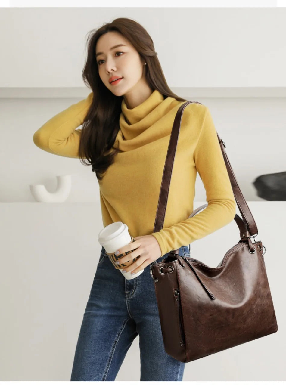 Stylish Large Capacity PU Leather Handbags for Women
