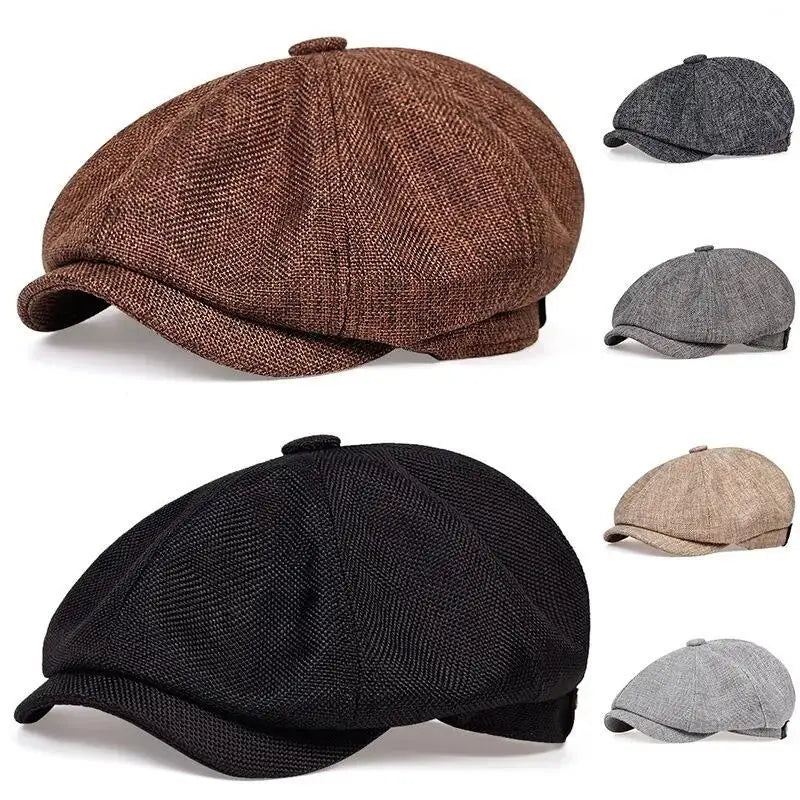 ★▲Mens Beret Casual Newsboy Hat Spring Autumn Lightweight Vintage Flat Cap Soft Cotton Outdoor Style Unisex