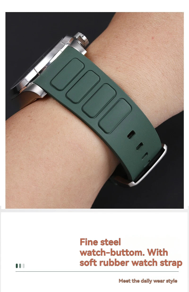 22mm Rubber Watch Strap | Stylish Black/Grey Fluoroelastomer Band