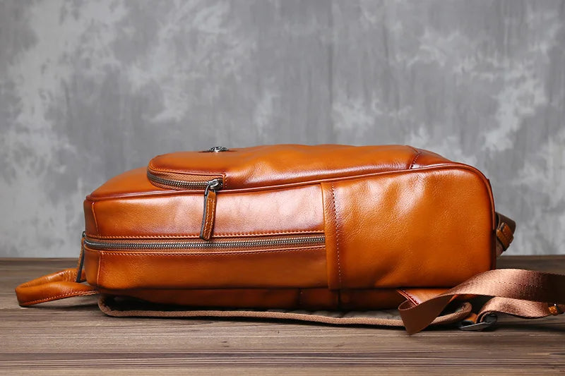 Vintage Leather Backpack | Large Capacity Casual Computer Bag