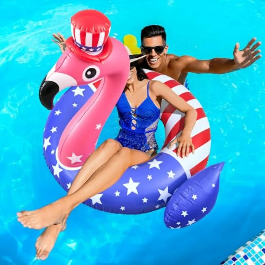Inflatable Flamingo Pool Float 2 Pack | Fun July 4th Lake Decor