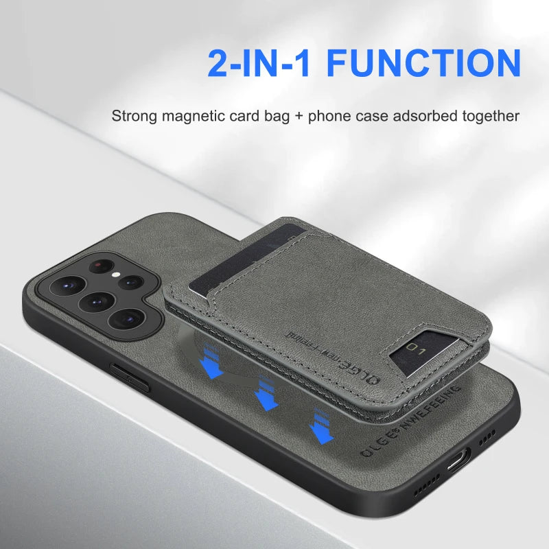 Magnetic Wallet Card Slot Holder Leather Phone Case