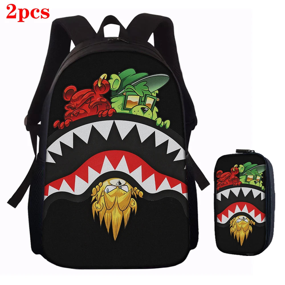 Trendy Shark Graphic Backpack Set | Perfect for School Adventures