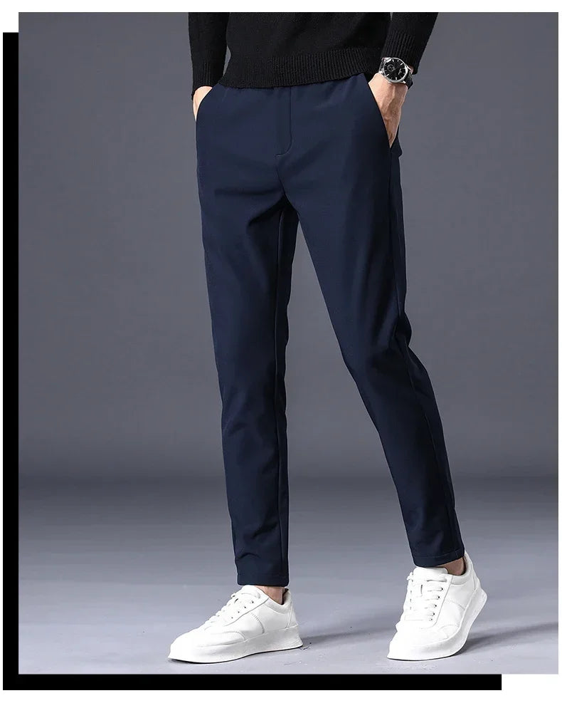 Winter Warm Fleece Men's Business Casual Pants | Stylish Thermal Trousers