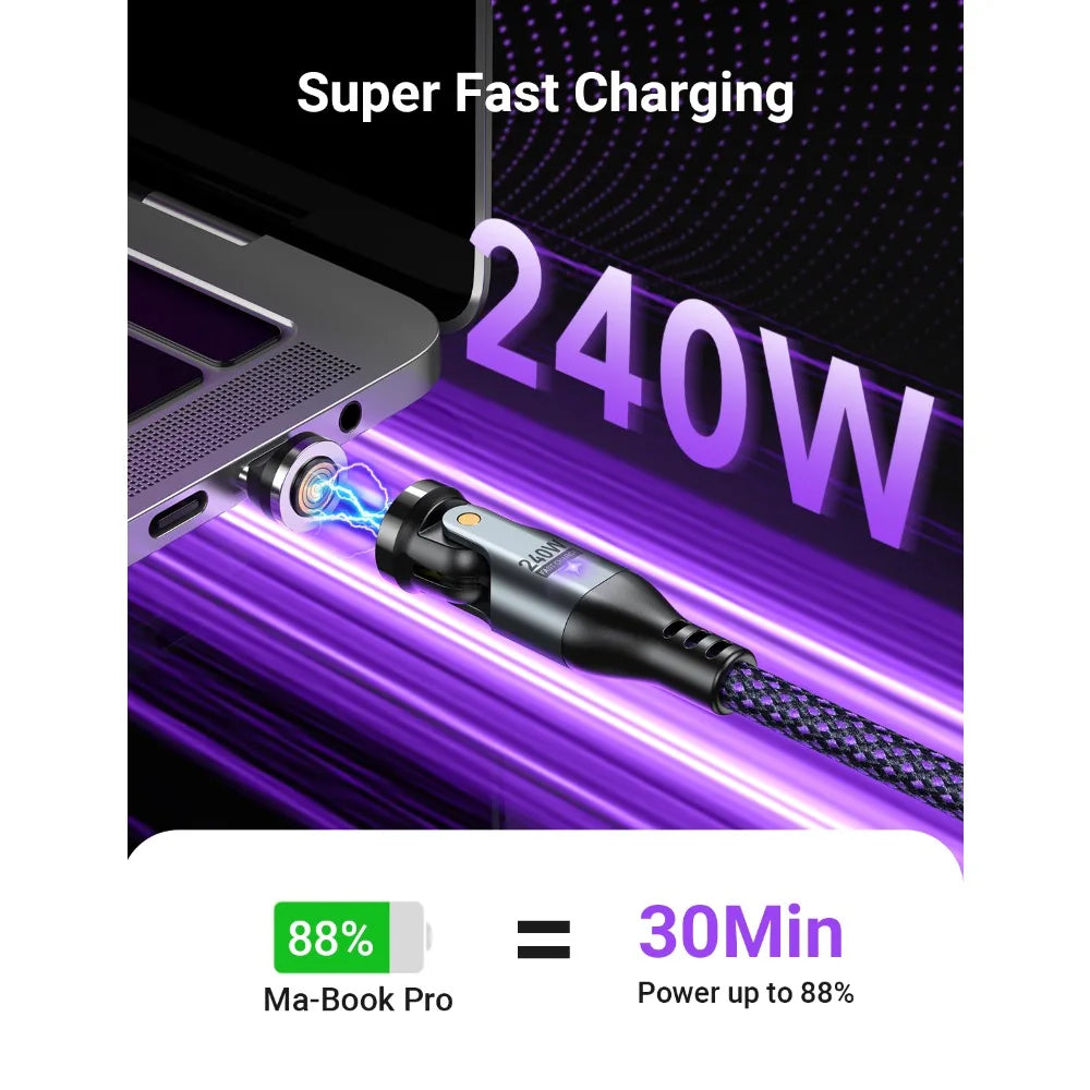 Magnetic 240W Fast Charging USB Type C Cable | Data Sync Cord