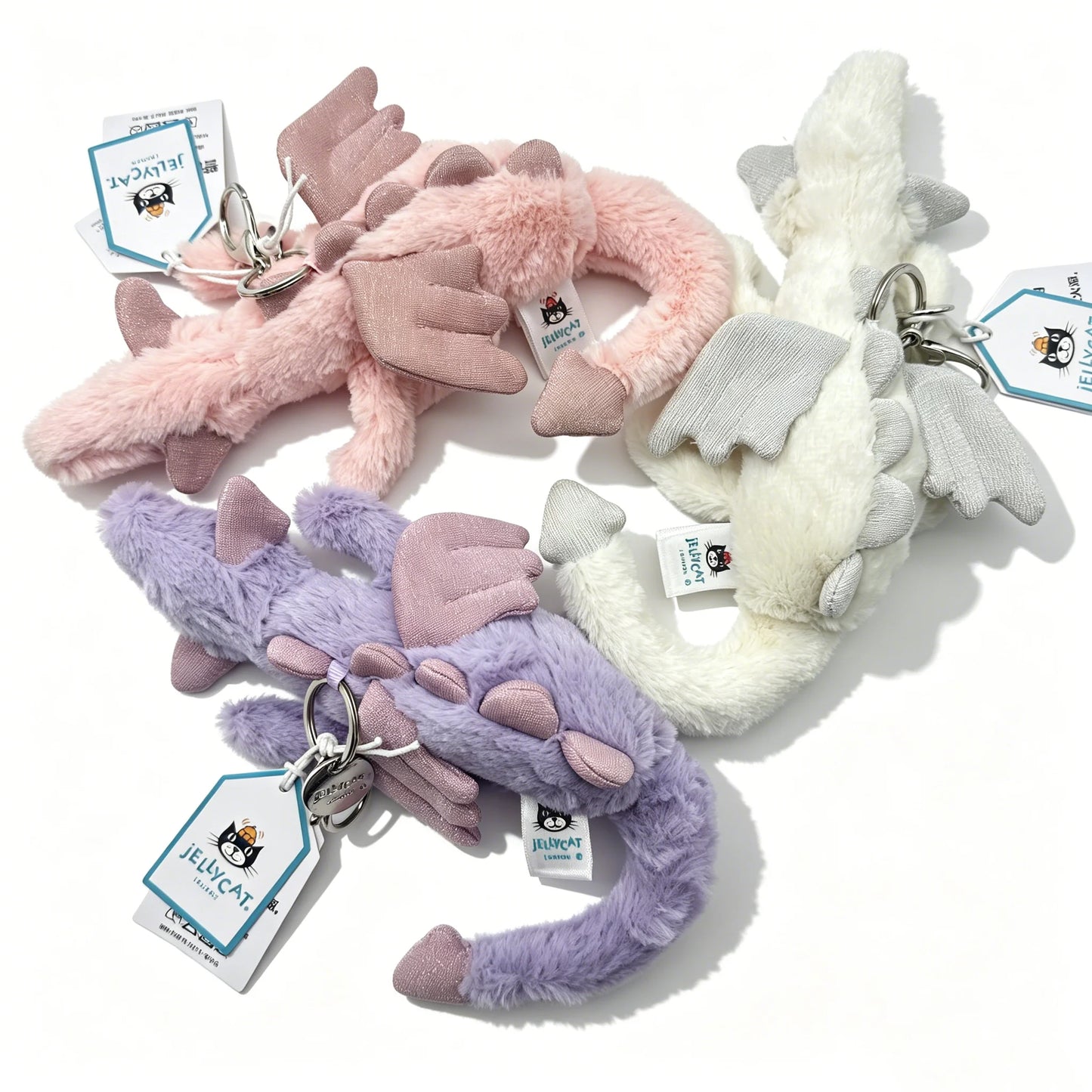 Cute White Dragon Plush Keychain | Soft Stuffed Animal Charm