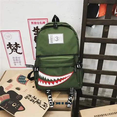 Fashion large back packs for girls boys black wateproof school Backpacks woman shark print travel bags mochilas escolar