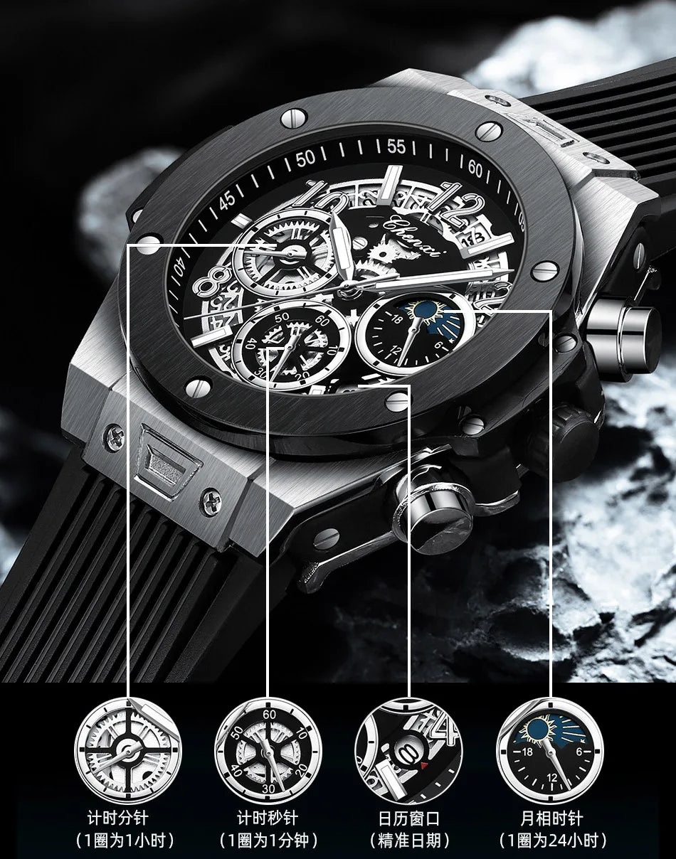 Stylish Big Dial Men's Military Watch | Waterproof Rubber Strap