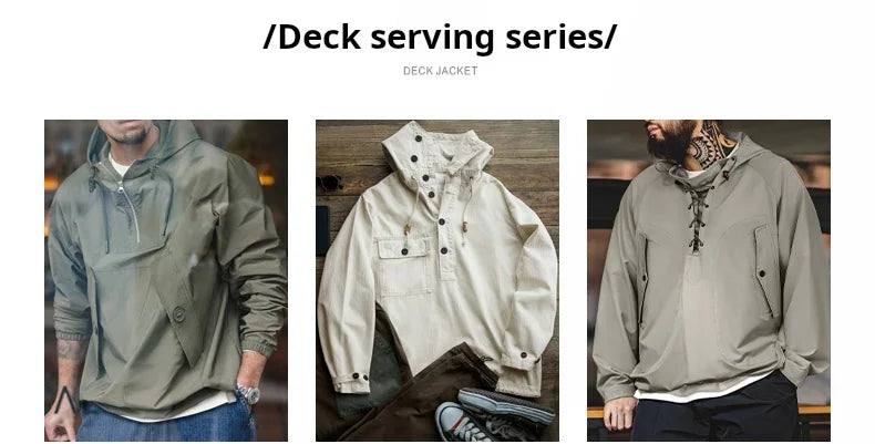 Men's Retro Green Hooded Sweatshirt | Stylish Adjustable Windbreaker
