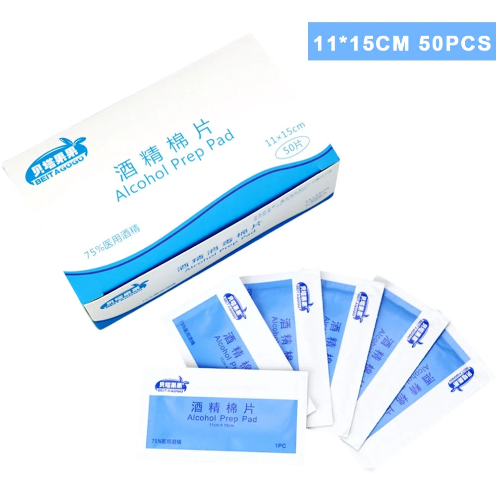 50/100pcs Alcohol Prep Pads Disinfectant Swabs Wipes Cleaner 70%-80% Alcohol Content for Mobile Phone Camera Utensils Cleaning