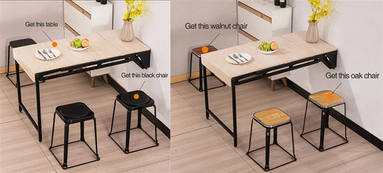 Space Saving Convertible Wall Mounted Dining Table for 4