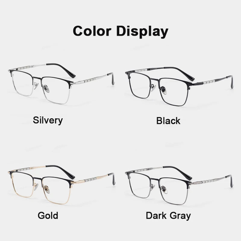 Men's Pure Titanium Square Eyeglasses | Stylish Business Eyewear