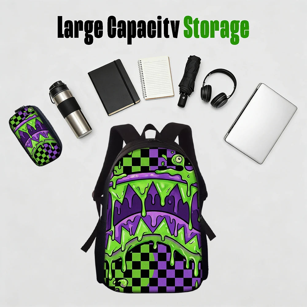 Trendy Shark Graphic Backpack Set | Ideal for School Adventures