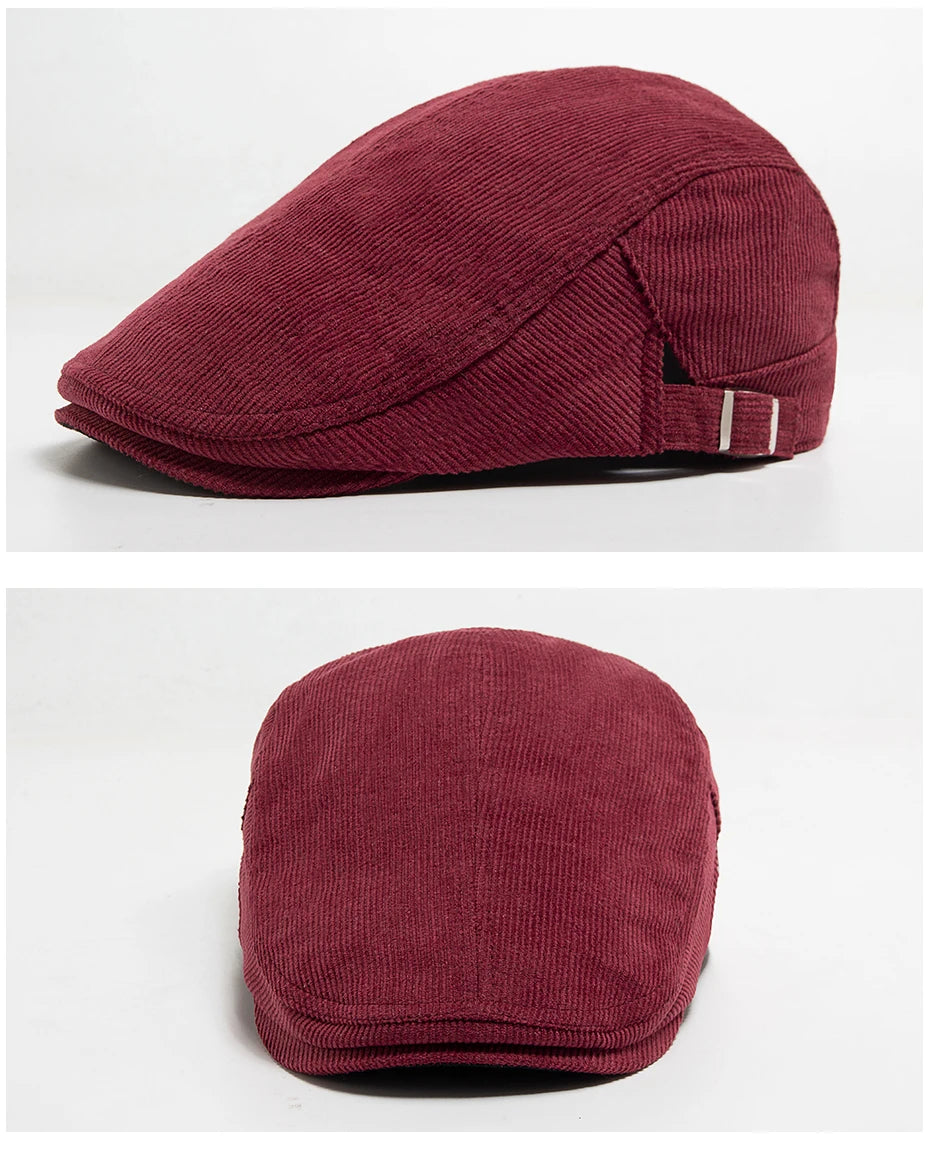 Unisex Corduroy Beret Hat | Vintage Newsboy Cap for All Seasons