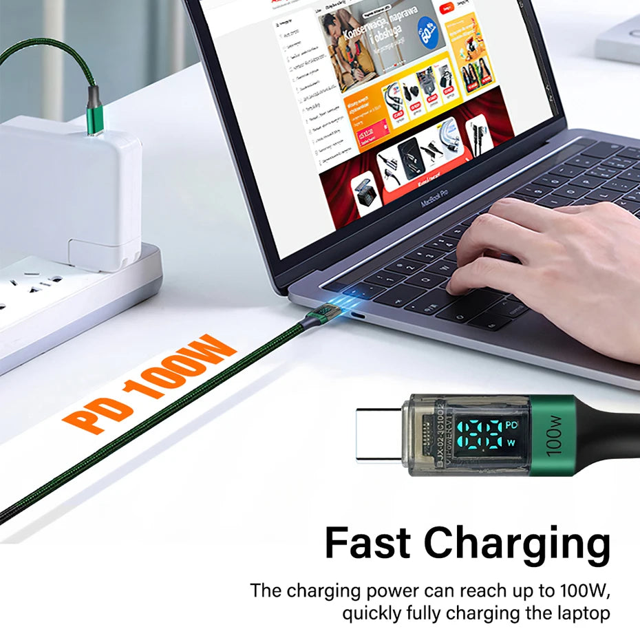 USB Type C to C Fast Charging Data Cable - 100W PD Support